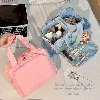 Geantă pentru cosmetice — stil modern minimalist, design pentru mână, spațiu mare cu compartimente pentru machiaj și produse de îngrijire, pentru călătorii