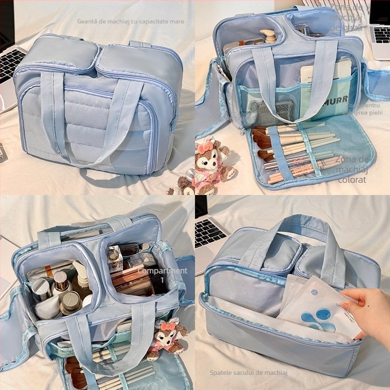 Geantă pentru cosmetice — stil modern minimalist, design pentru mână, spațiu mare cu compartimente pentru machiaj și produse de îngrijire, pentru călătorii