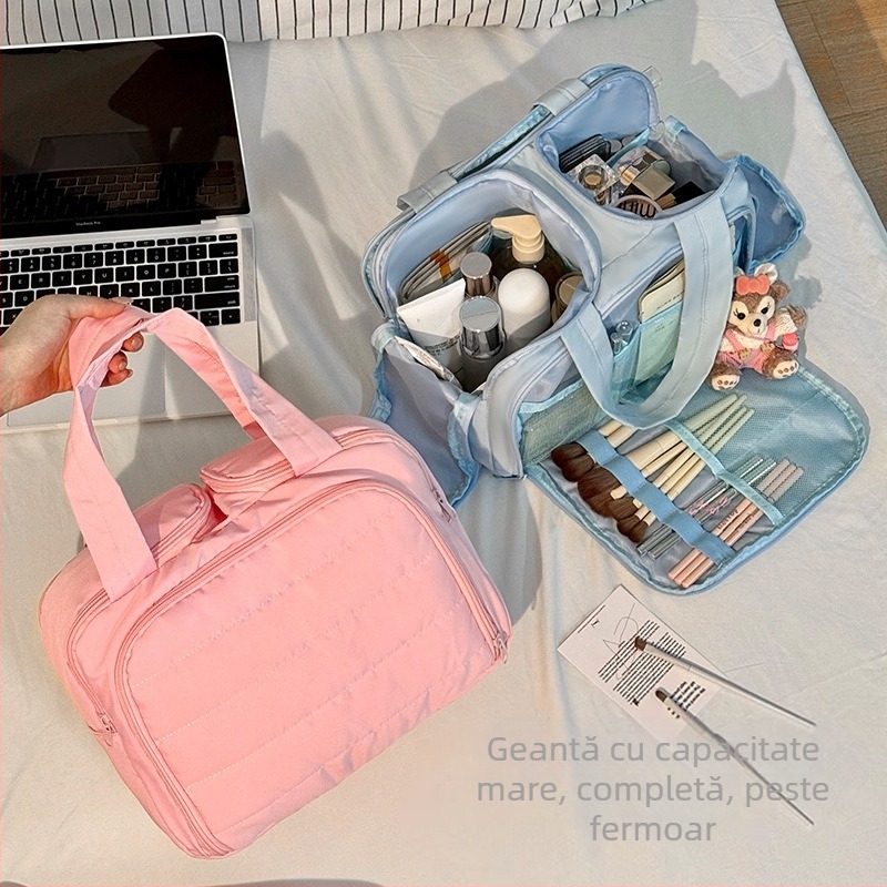 Geantă pentru cosmetice — stil modern minimalist, design pentru mână, spațiu mare cu compartimente pentru machiaj și produse de îngrijire, pentru călătorii