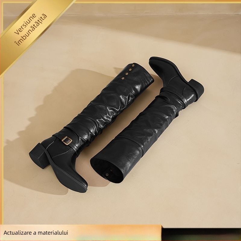 Ghete de echitație cu vârf rotund, PU partea superioară, talpă TPR, gambă înaltă, slip-on