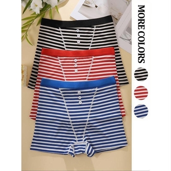 Boxeri damă cu imprimeu în dungi, fibră modal, talie înaltă, model 20213, căptușeală între zonele intime cu grafen (<30%), vară 2025