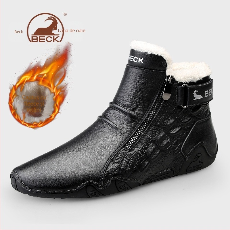 Ghete Martin pentru bărbați - Partea superioară: piele de bovine de înaltă calitate, Talpă: cauciuc, Vârf rotund, Căptușeală: fleece, Înălțime toc: 3-5 cm