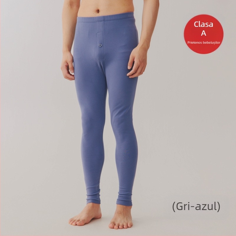 Lenjerie termică bărbătească din bumbac, 251–300 g/m², antibacteriană, anti-pilling, croială Slim, pantaloni lungi