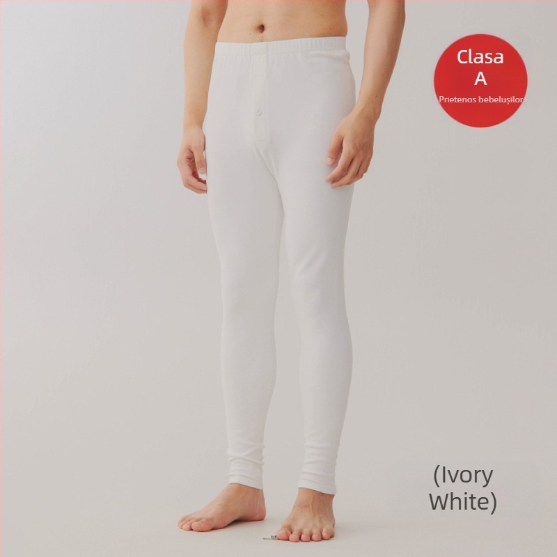 Lenjerie termică bărbătească din bumbac, 251–300 g/m², antibacteriană, anti-pilling, croială Slim, pantaloni lungi