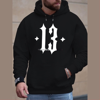 Pulover cu imprimeu cu numărul 13 - mâneci lungi, guler rotund, poliester