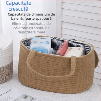 Coș de depozitare din sfoară de bumbac – portabil, model: coș de depozitare din sfoară de bumbac, stil: modern minimalist