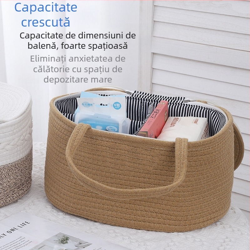 Coș de depozitare din sfoară de bumbac – portabil, model: coș de depozitare din sfoară de bumbac, stil: modern minimalist