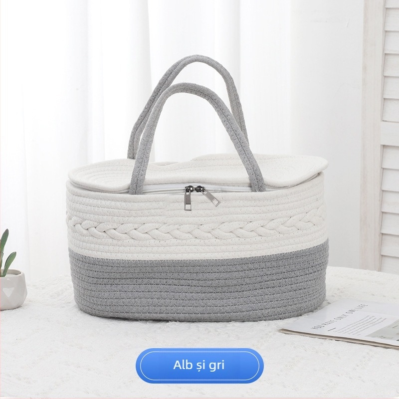 Coș de depozitare din sfoară de bumbac – portabil, model: coș de depozitare din sfoară de bumbac, stil: modern minimalist