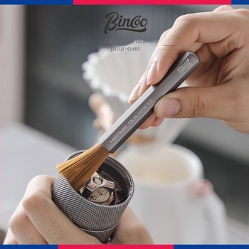 Bincoo Perie de cafea – Perie de curățare din aliaj de aluminiu pentru bar de cafea și râșniță de cafea – Stil modern minimalist