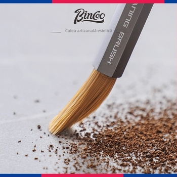 Bincoo Perie de cafea – Perie de curățare din aliaj de aluminiu pentru bar de cafea și râșniță de cafea – Stil modern minimalist