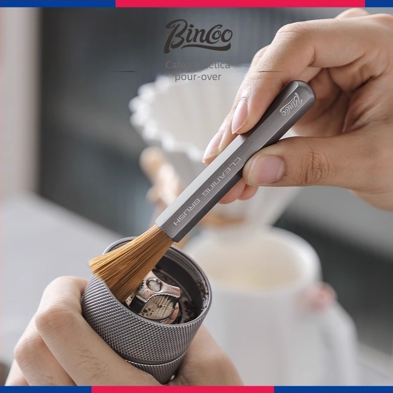 Bincoo Perie de cafea – Perie de curățare din aliaj de aluminiu pentru bar de cafea și râșniță de cafea – Stil modern minimalist