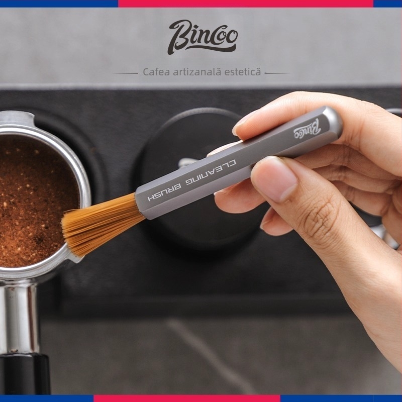 Bincoo Perie de cafea – Perie de curățare din aliaj de aluminiu pentru bar de cafea și râșniță de cafea – Stil modern minimalist