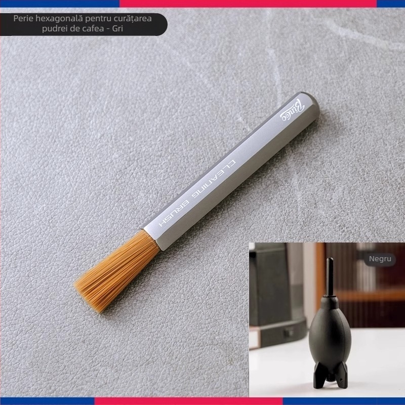 Bincoo Perie de cafea – Perie de curățare din aliaj de aluminiu pentru bar de cafea și râșniță de cafea – Stil modern minimalist