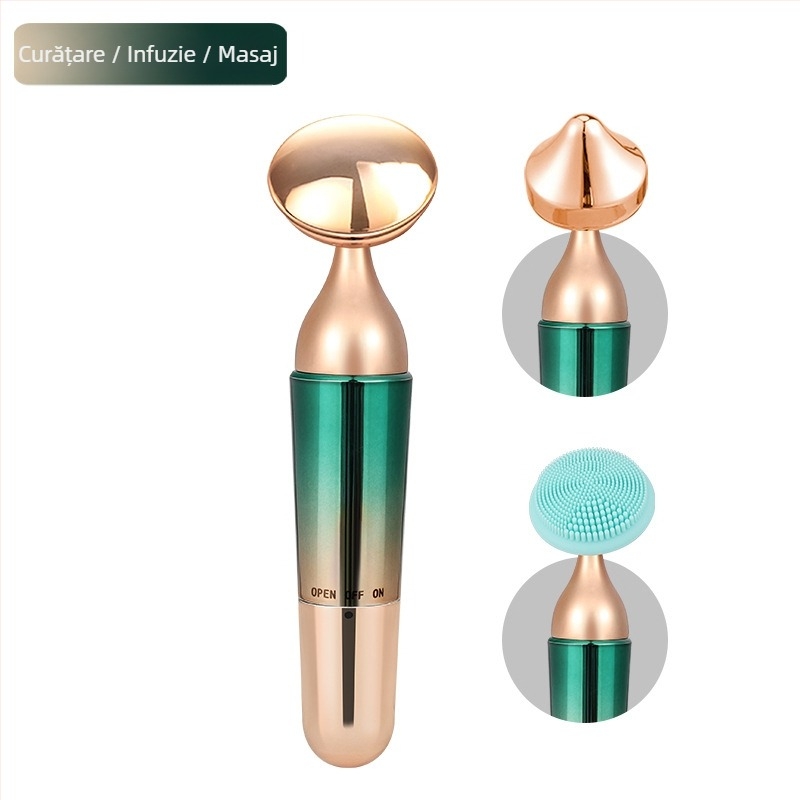 Neolithic Instrument de înfrumusețare trei în unu pentru față – curățare și rejuvenare a pielii, ABS, IPX1 rezistent la apă, model SM18, portabil pentru uz casnic.