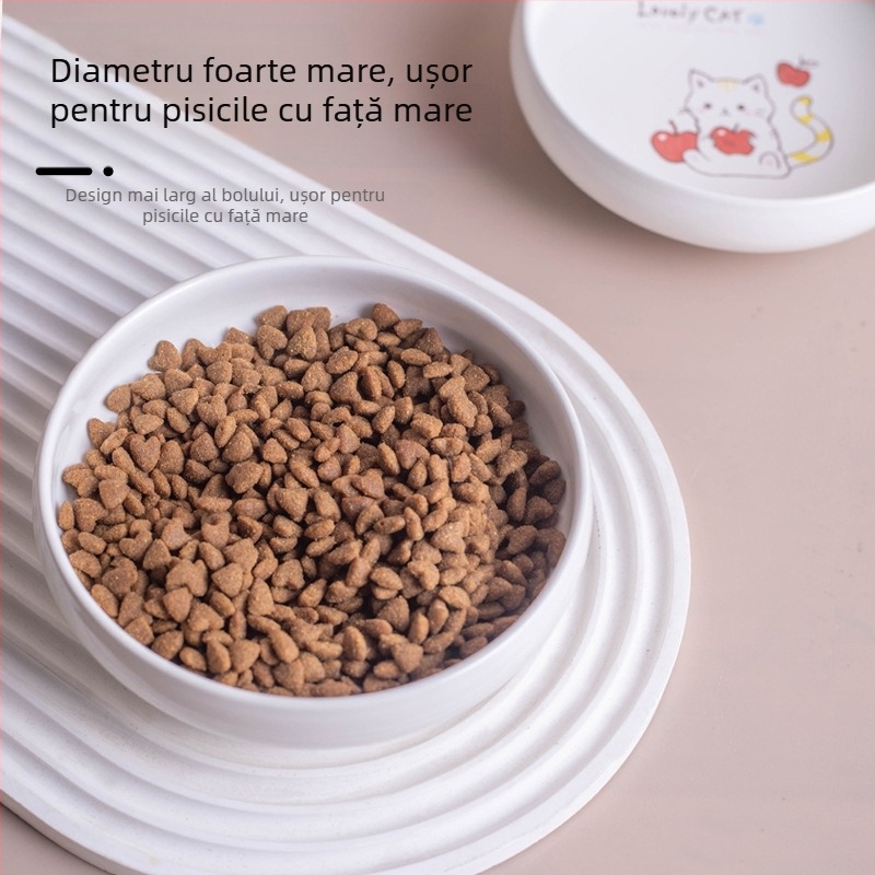 Vas ceramic pentru hrănire pisici, cu design desen animat adânc, marcă Shuo Ni, cod PH20250217-2