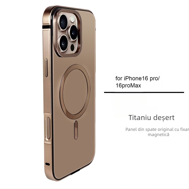 Carcasă metalică magnetie pentru iPhone — carcasă rigidă, stil minimalist, spate presat la cald, anti-cădere