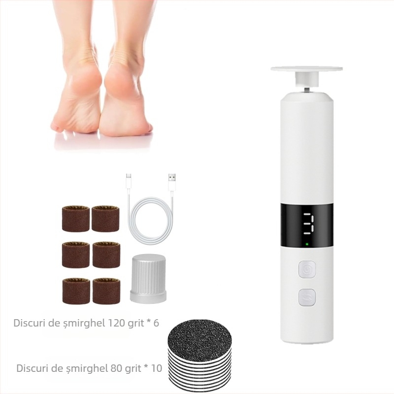 Pietrare electric pentru picioare – 2 în 1 instrument pentru îngrijire unghii și picioare, portabil, elimină pielea moartă și calusuri, model YS-MJ002, lansare 2025