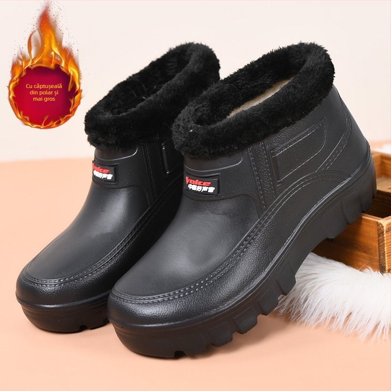 Cizme de damă din EVA impermeabile pentru iarnă, gleznă joasă, vârf rotund, toc plat