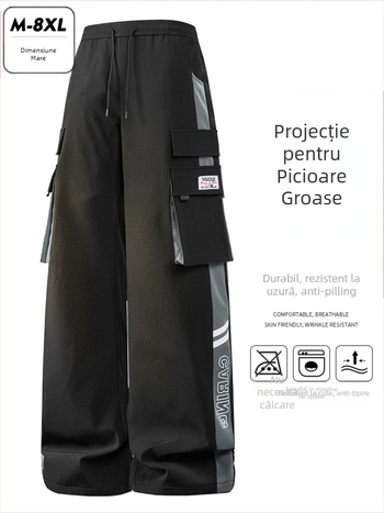 Pantaloni de lucru pentru bărbați cu dungă laterală, croi drept, 100% poliester, respirabili și rezistenți la vânt, potriviți pentru primăvară și toamnă