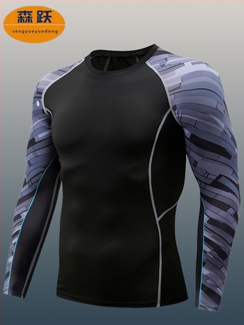 Top compresiv cu mâneci lungi pentru fitness – țesătură Milk Silk; Poliester 90%; pentru bărbați; Potrivit pentru alergare și ciclism; SKU TC96