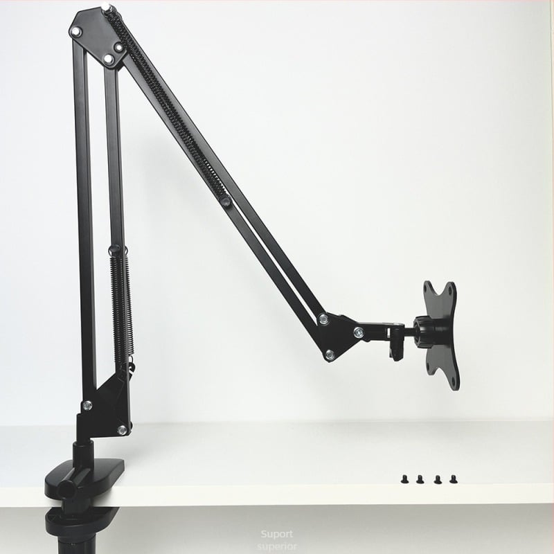 Model 002 Suport portabil pentru monitor cu braț mecanic și extindere VESA, prindere orizontală/verticală pe birou, braț metalic