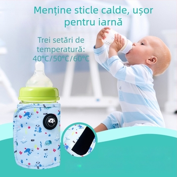 Husă portabilă pentru încălzire biberon — USB/TYPE-C, 5V/2A, 10W, poliester, cablu de date inclus