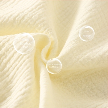 Romper pentru nou-născuți din bumbac tifon, mâneci lungi, închidere diagonală, subțire, model de vară