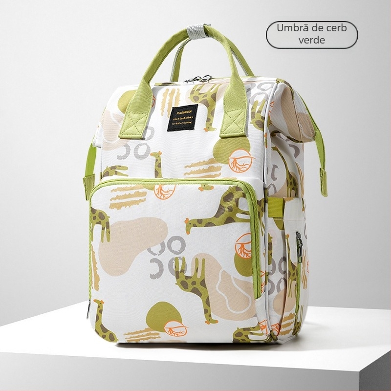 Rucsac pentru scutece din nylon, capacitate mare, stil urban minimalist, impermeabil și izolat, bretele duble