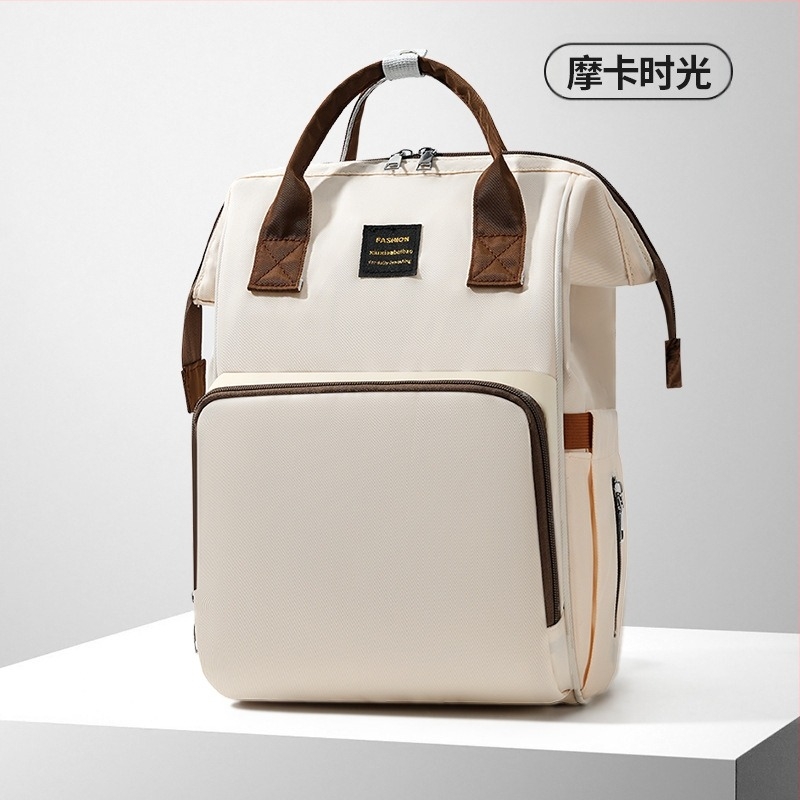 Rucsac pentru scutece din nylon, capacitate mare, stil urban minimalist, impermeabil și izolat, bretele duble