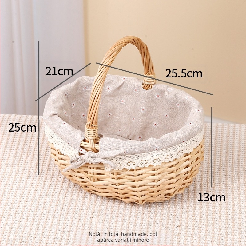 Coș de salcie împletit pentru ouă și fructe, lucrat manual, personalizabil, ambalaj carton