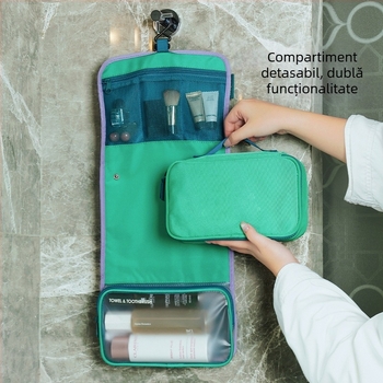 Geantă portabilă de depozitare pentru cosmetică și igienă, cu separare ud-uscat, cârlig de agățat pentru călătorii, capacitate mare – Poliester, Multifuncțională, Pentru călătorii