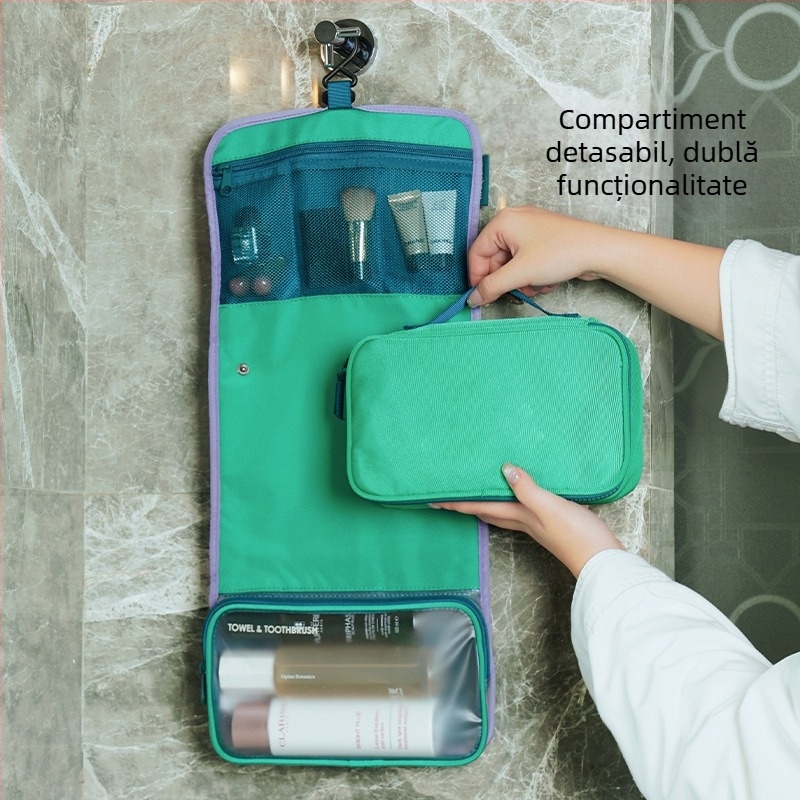 Geantă portabilă de depozitare pentru cosmetică și igienă, cu separare ud-uscat, cârlig de agățat pentru călătorii, capacitate mare – Poliester, Multifuncțională, Pentru călătorii
