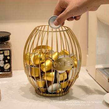 Raft pentru capsule de cafea, stil Nordic, fier forjat, suport de expunere deschis pe tejghea