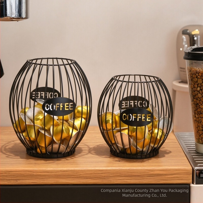 Raft pentru capsule de cafea, stil Nordic, fier forjat, suport de expunere deschis pe tejghea