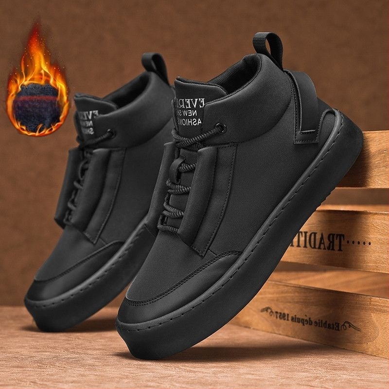 Pantofi sport de iarnă din pânză cu căptușeală de fleece și tălpi din bumbac calde – pantofi casual pentru bărbați, stil coreean