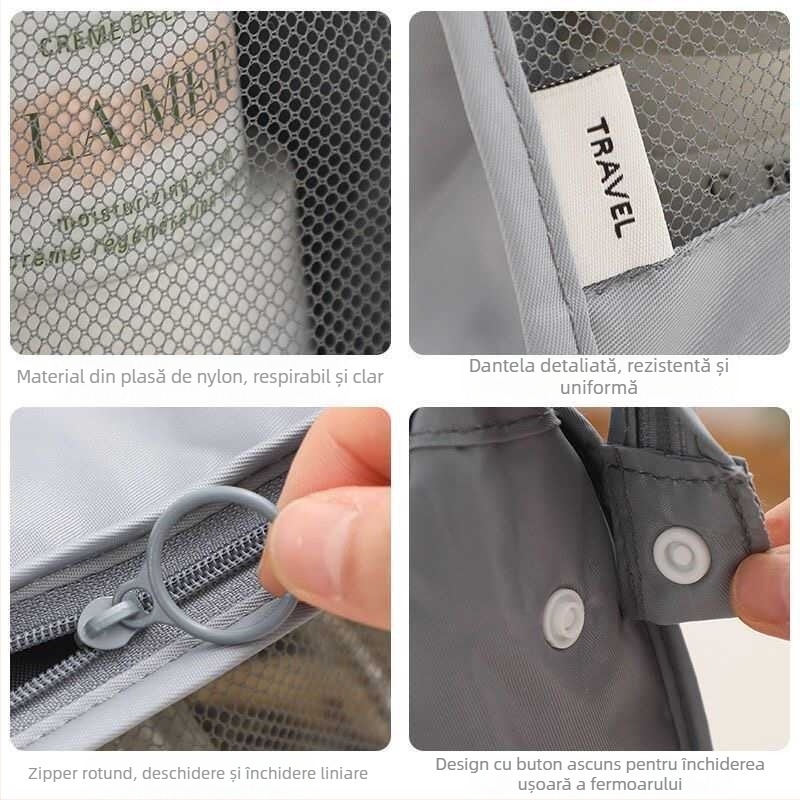 Geantă de toaletă pentru călătorii — nylon, stil simplu modern, depozitare cosmetică, organizator de călătorie