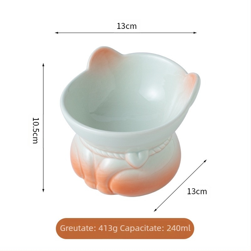 Vas ceramic pentru pisici cu gradient pentru hrănire și apă