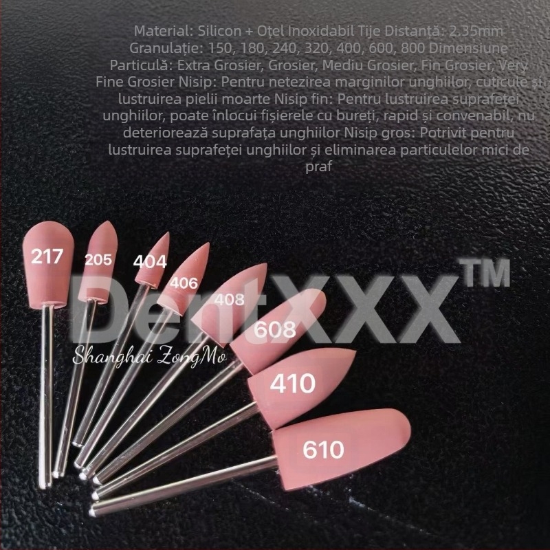 Capete de șlefuire din silicon, set de 10 bucăți, pentru șlefuire dentară, manichiură cosmetică și șlefuire pietre prețioase (pre-tratament)