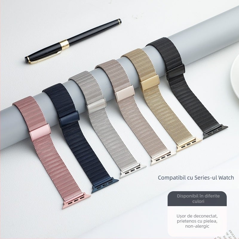 Baohong brățară din oțel inoxidabil Milanese pentru Apple Watch — compatibilă cu Samsung, Apple, Huawei; greutate 80 g