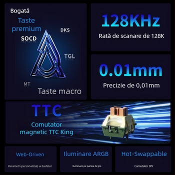 AK980MAX Tastatură de gaming cu iluminare RGB, conectare prin cablu, brand Ajazz/Heijue, lansare 2025