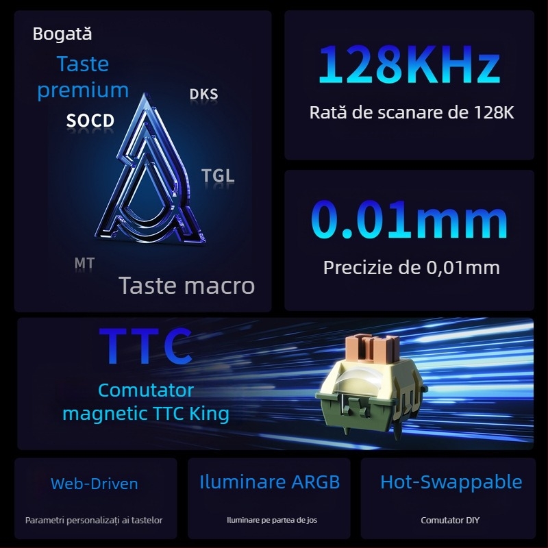 AK980MAX Tastatură de gaming cu iluminare RGB, conectare prin cablu, brand Ajazz/Heijue, lansare 2025