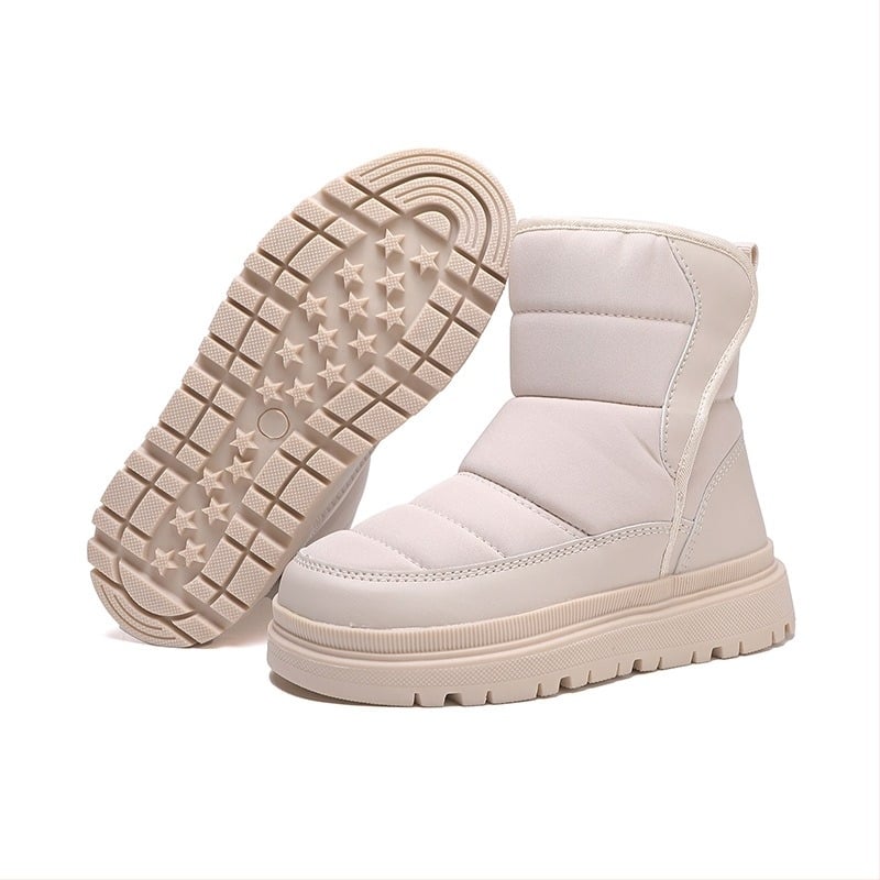 Ghete de zăpadă unisex pentru copii mici, partea superioară din piele naturală, căptușeală din lână de miel, talpă EVA, talpă Vibram, înalte pentru iarnă