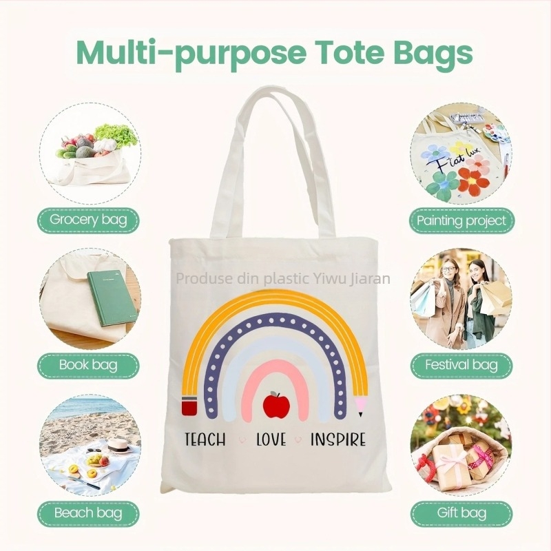 Geantă Tote din pânză Karan cu imprimare a logo-ului, imprimare UV digitală și serigrafie, Origine Yiwu