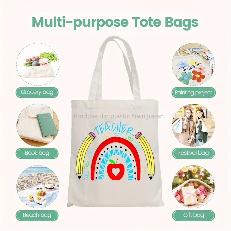 Geantă Tote din pânză Karan cu imprimare a logo-ului, imprimare UV digitală și serigrafie, Origine Yiwu