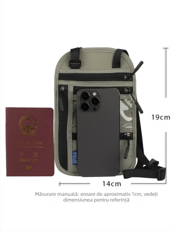 Geantă pentru pașaport cu curea crossbody – RFID, anti-furt, impermeabilă, rezistentă la uzură, căptușeală din nylon, pentru bărbați, suport pentru pașaport și buletin, husă pentru documente de călătorie, logo fix