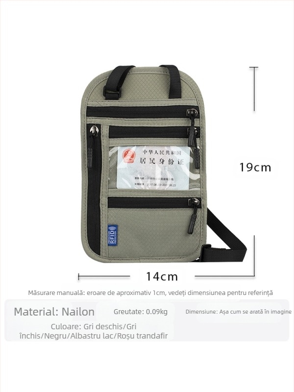 Geantă pentru pașaport cu curea crossbody – RFID, anti-furt, impermeabilă, rezistentă la uzură, căptușeală din nylon, pentru bărbați, suport pentru pașaport și buletin, husă pentru documente de călătorie, logo fix