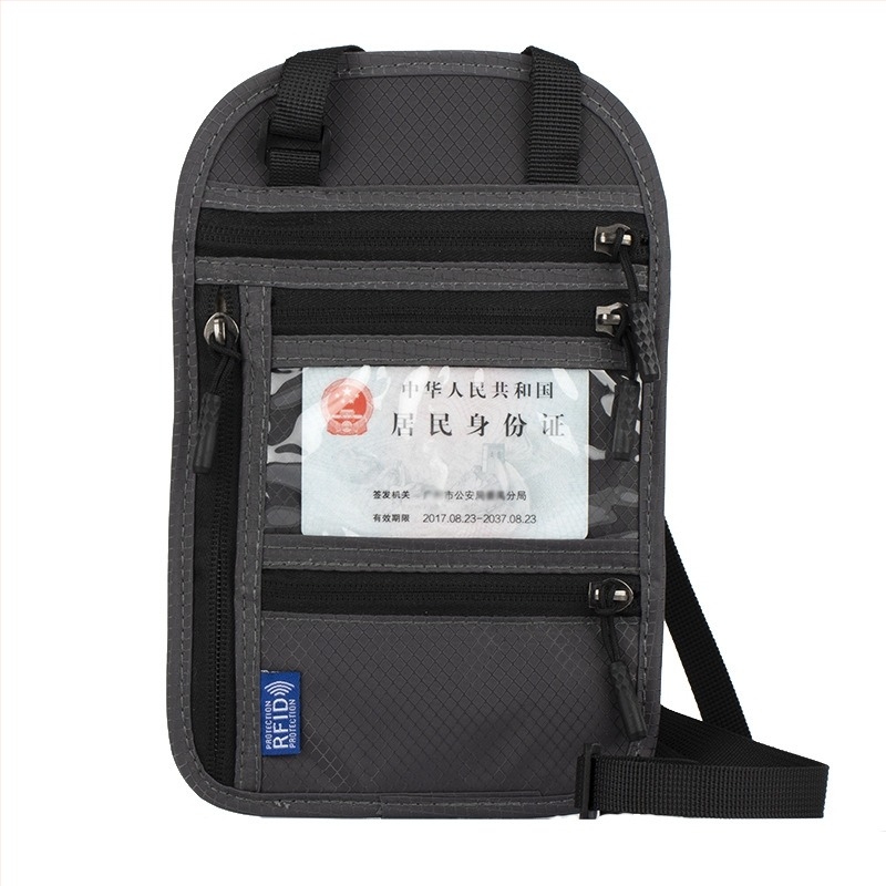Geantă pentru pașaport cu curea crossbody – RFID, anti-furt, impermeabilă, rezistentă la uzură, căptușeală din nylon, pentru bărbați, suport pentru pașaport și buletin, husă pentru documente de călătorie, logo fix