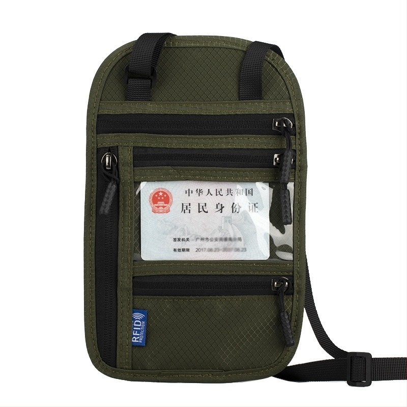 Geantă pentru pașaport cu curea crossbody – RFID, anti-furt, impermeabilă, rezistentă la uzură, căptușeală din nylon, pentru bărbați, suport pentru pașaport și buletin, husă pentru documente de călătorie, logo fix