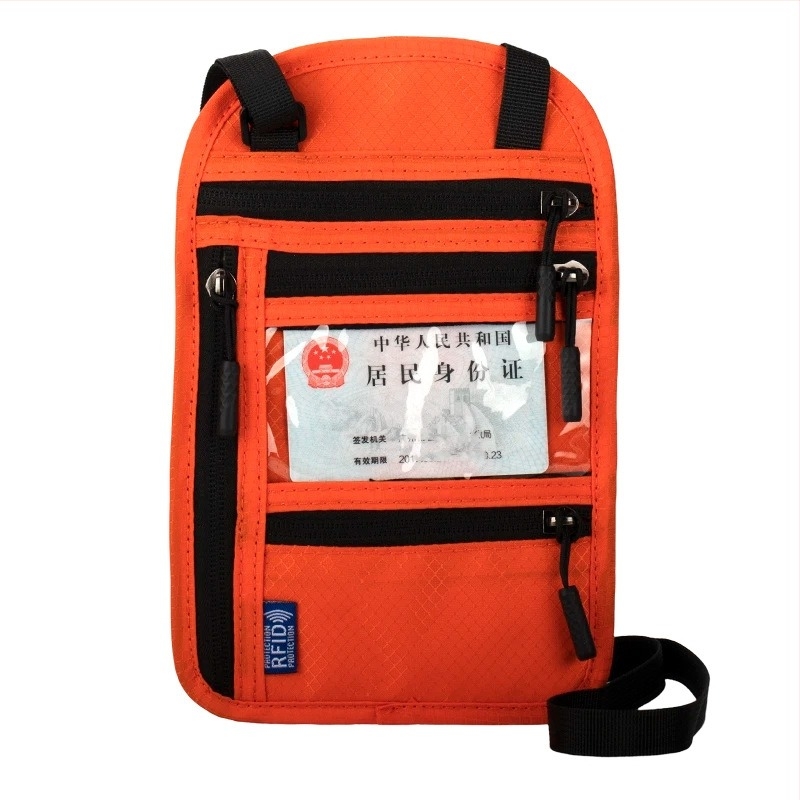 Geantă pentru pașaport cu curea crossbody – RFID, anti-furt, impermeabilă, rezistentă la uzură, căptușeală din nylon, pentru bărbați, suport pentru pașaport și buletin, husă pentru documente de călătorie, logo fix