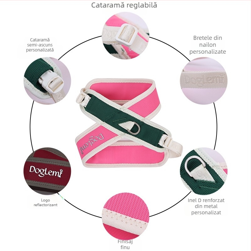 Harnasă pentru câine cu design X, din nylon+poliester, extensibil, PD20081/PD20089, DogLemi